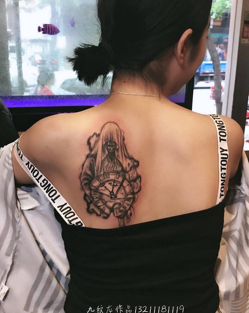 死神时钟纹身图片
