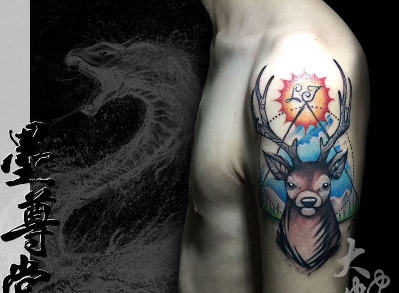 鹿头纹身图片