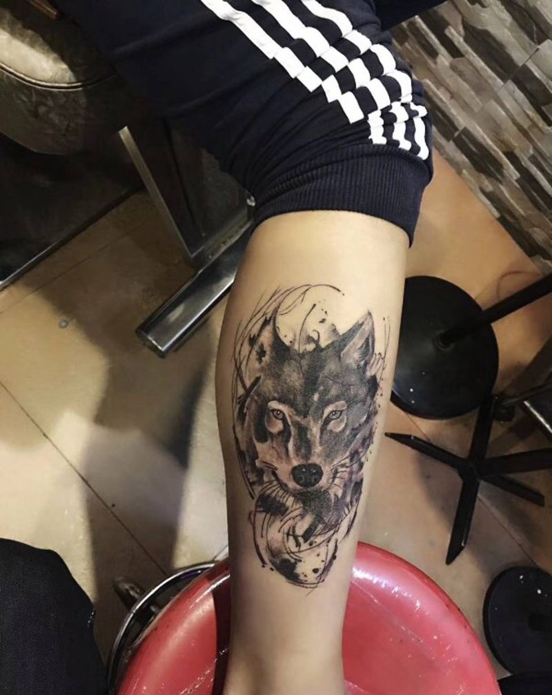 水墨狼头！纹身图片