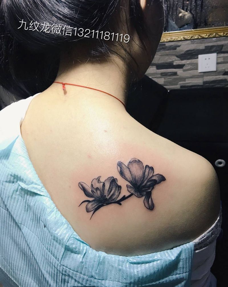 水墨兰花纹身图片