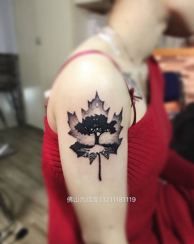 天地一叶间纹身图片