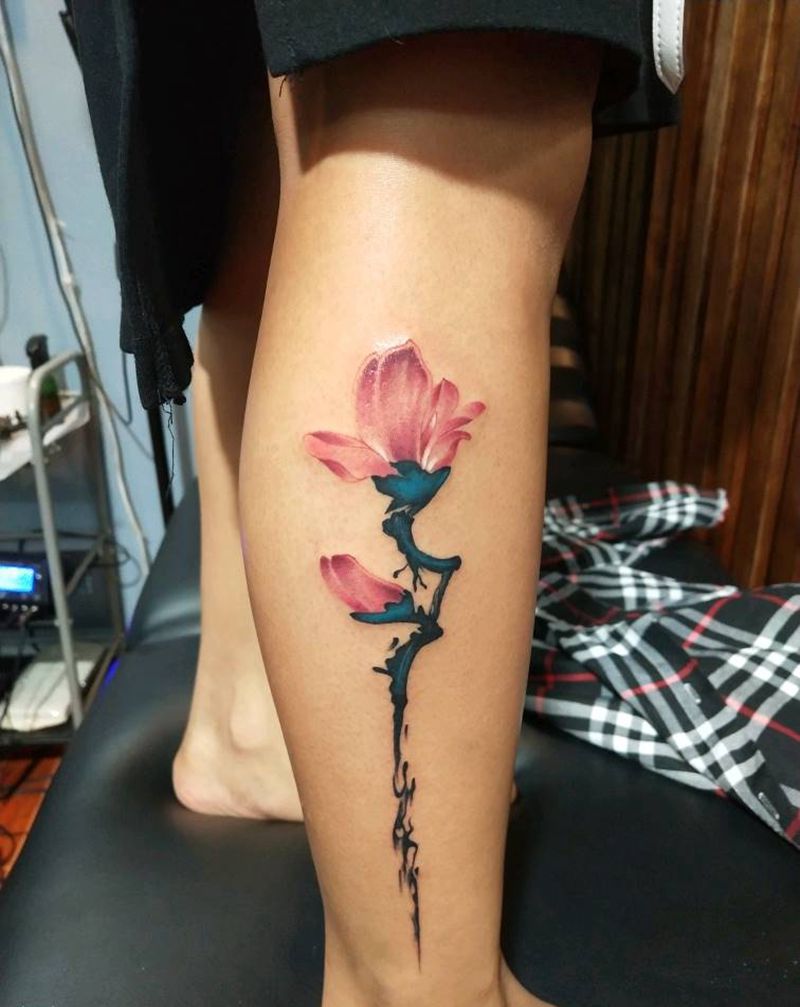 花一朵纹身图片_脚部纹身图案