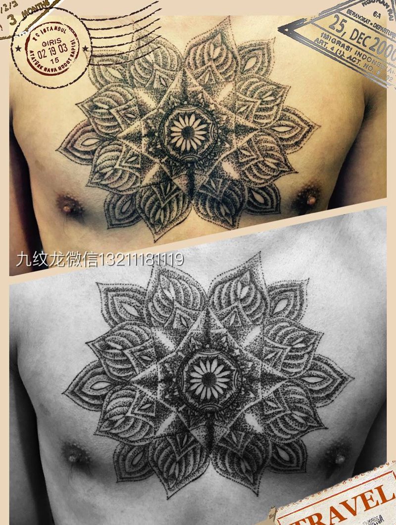 点刺梵花纹身图片
