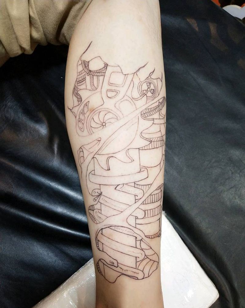 机械腿纹身图片