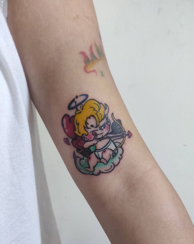 丘比特纹身图片_手臂New School纹身图案