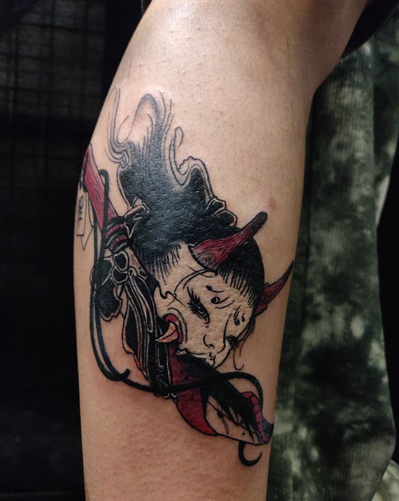 暗黑纹身图片_腿部纹身图案