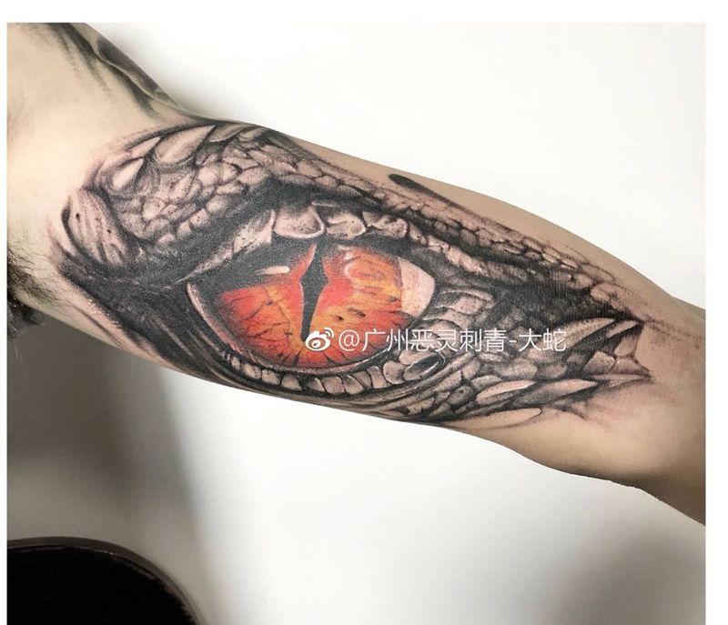 龙眼纹身图片_成品手臂写实纹身图案