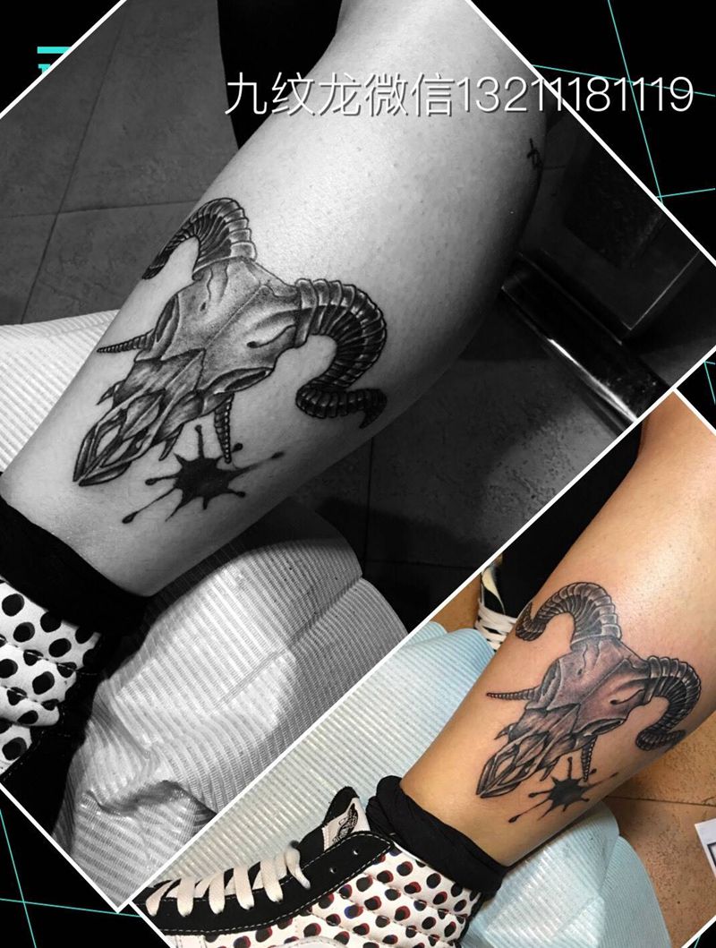 羊骨头纹身图片