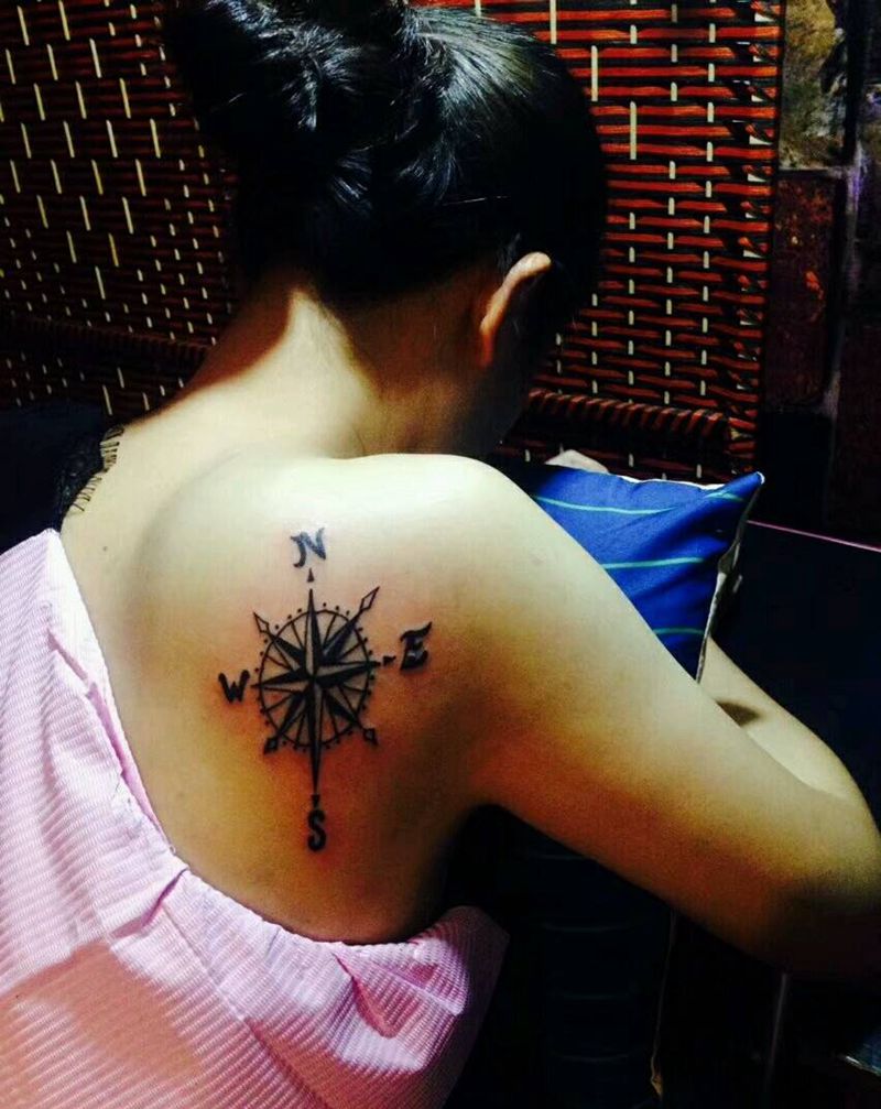 指南针纹身图片