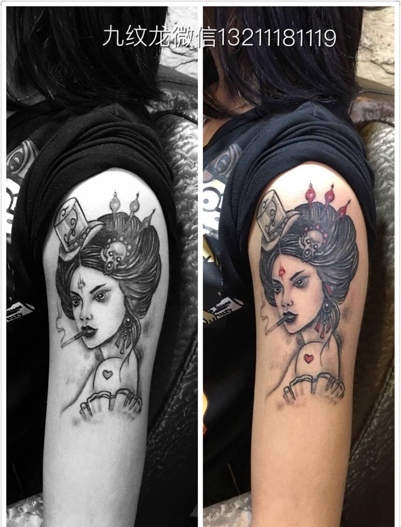 美女头像纹身图片
