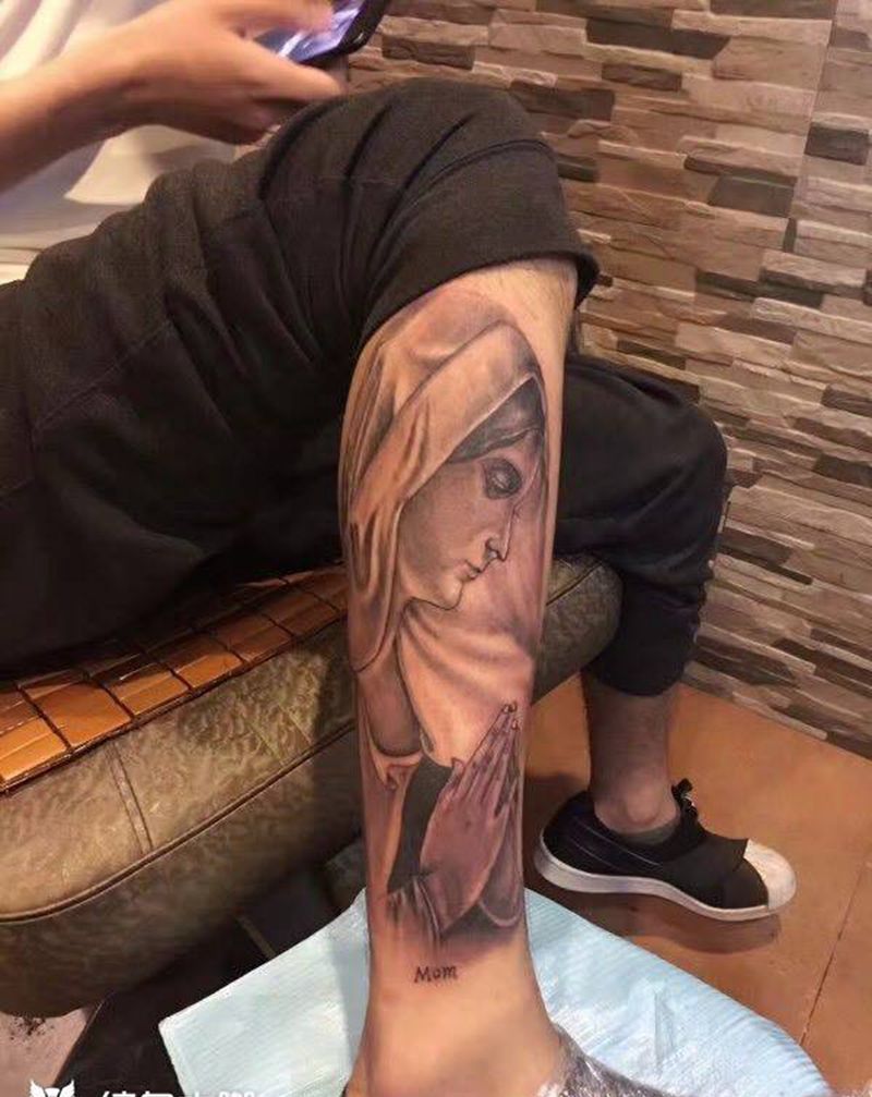 圣母⋯帮赞增加人气谢谢纹身图片