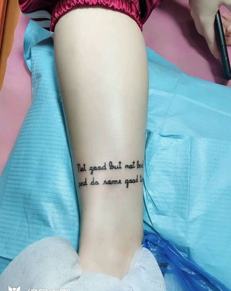 小腿英文纹身图片