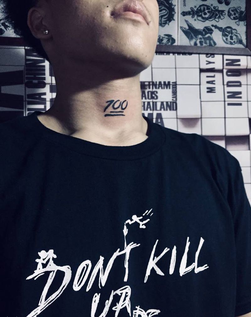 100分纹身图片_颈部纹身图案