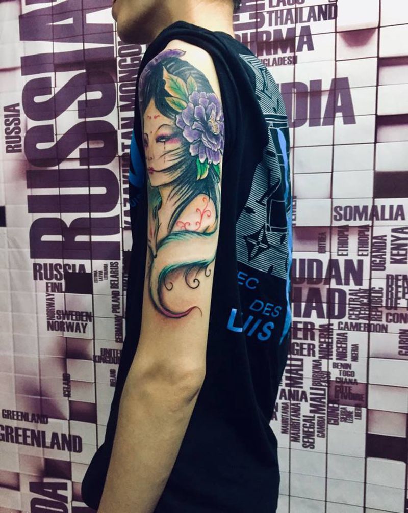 艺妓纹身图片_手臂纹身图案