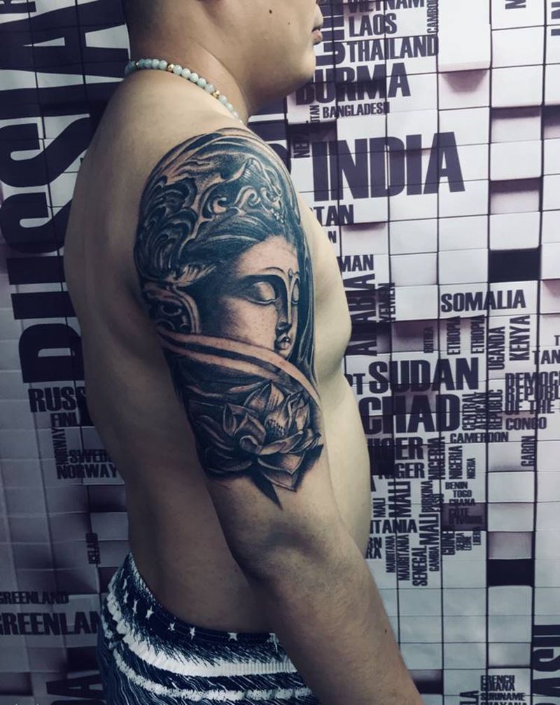 佛纹身图片_手臂纹身图案