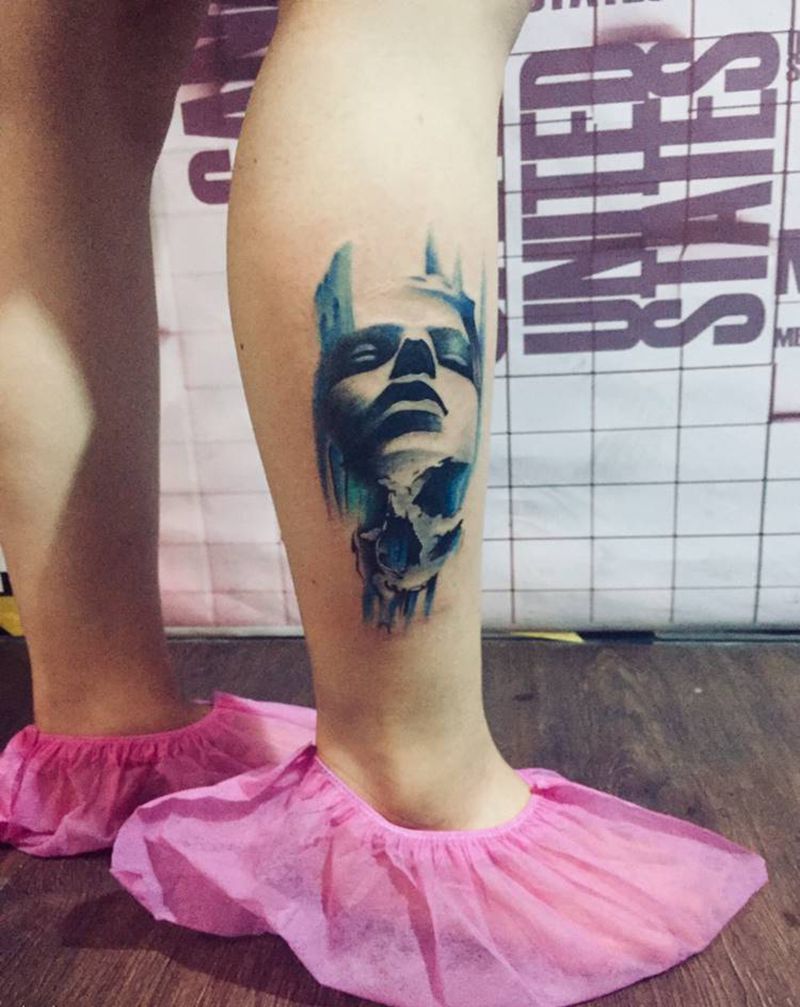 欧美纹身图片_腿部纹身图案