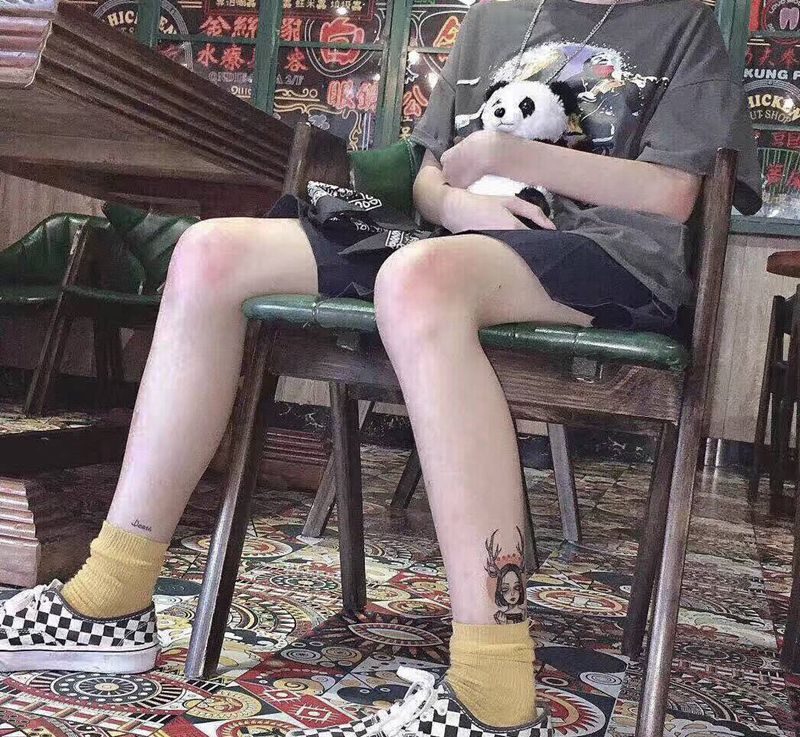 买家绣纹身图片_腿部纹身图案