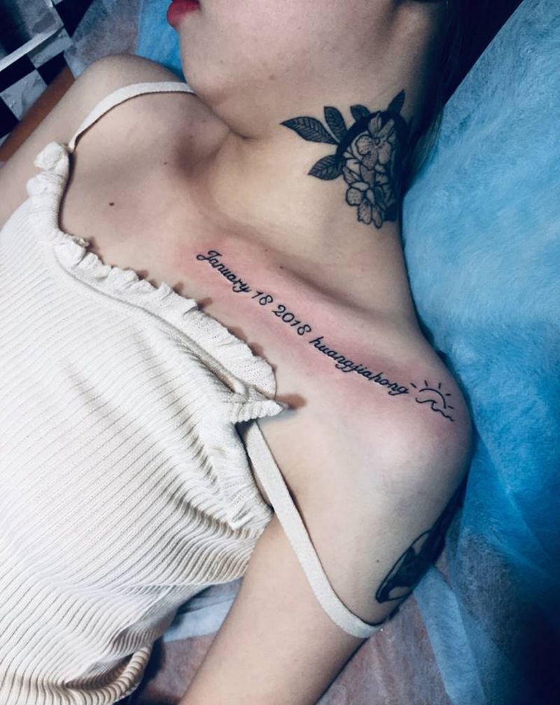 小英文纹身图片_肩部纹身图案