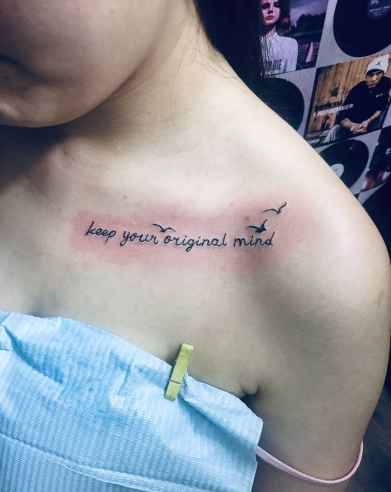 锁骨英文纹身图片_肩部纹身图案