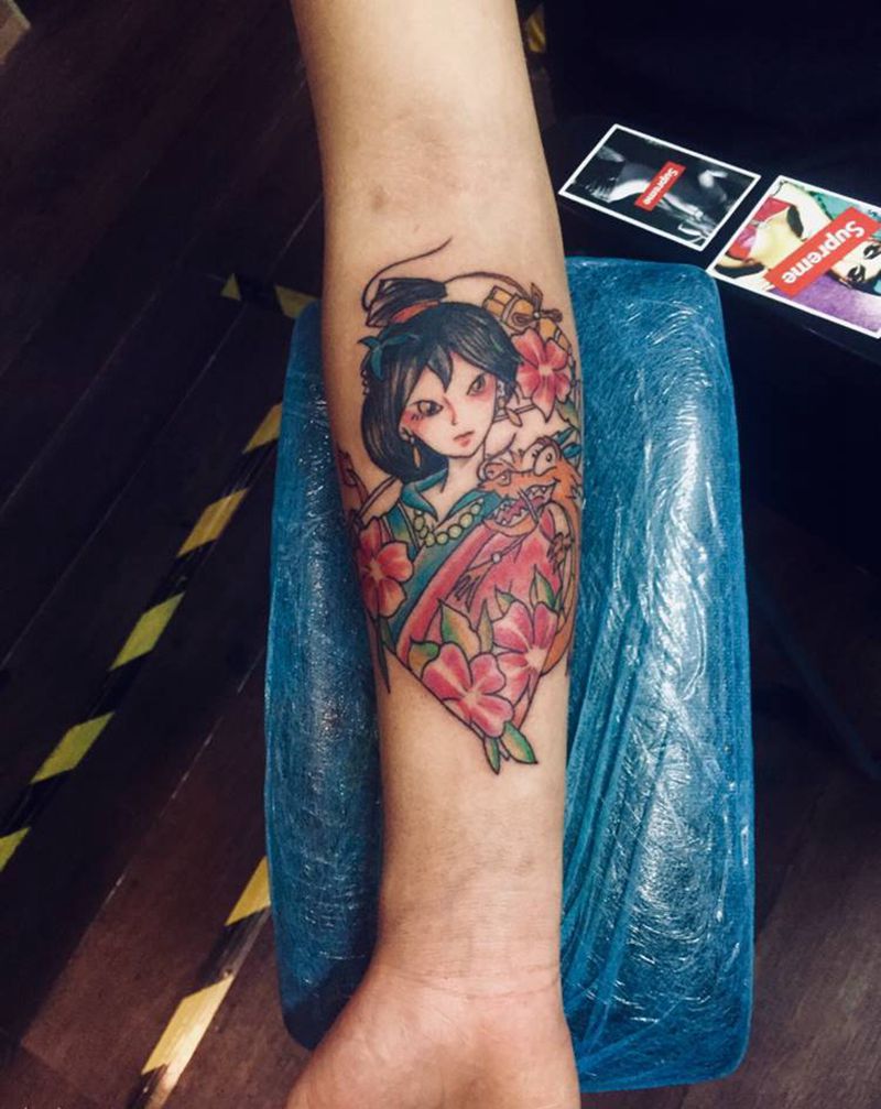 花木兰纹身图片_手臂纹身图案