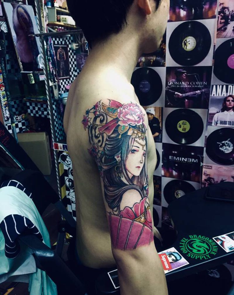 艺妓纹身图片_手臂纹身图案