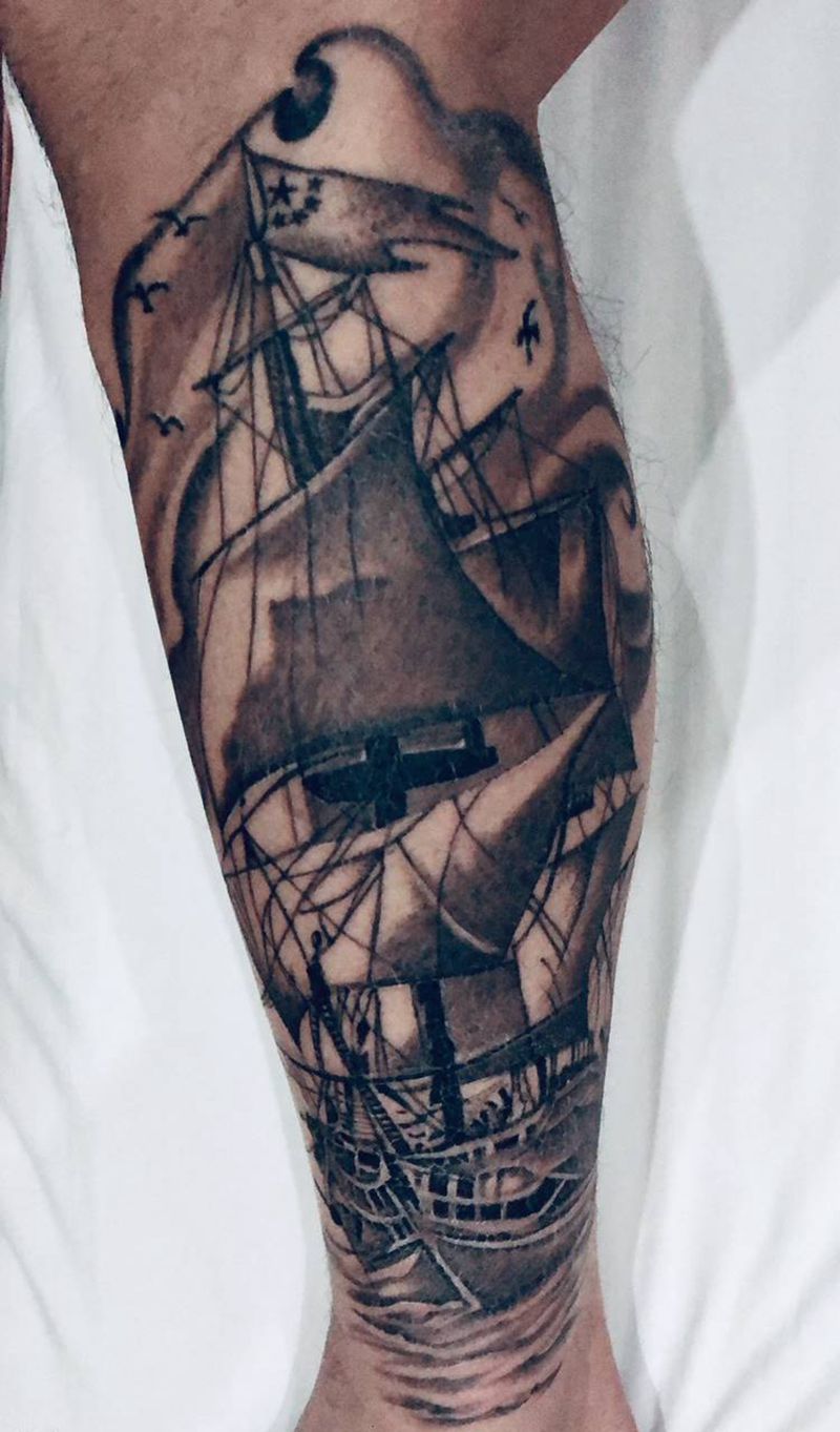 小腿结痂第3天纹身图片_腿部纹身图案