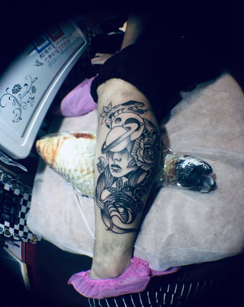 遮盖纹身图片_腿部纹身图案