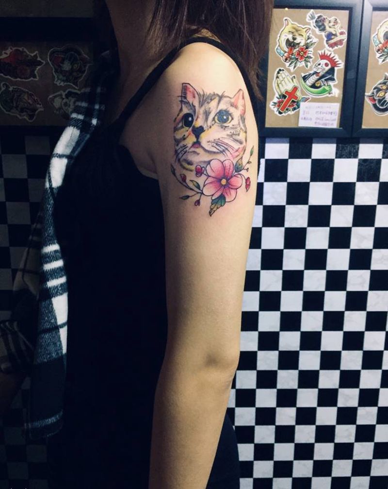 猫纹身图片_手臂纹身图案