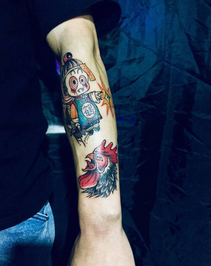 school拼接纹身图片_手臂纹身图案