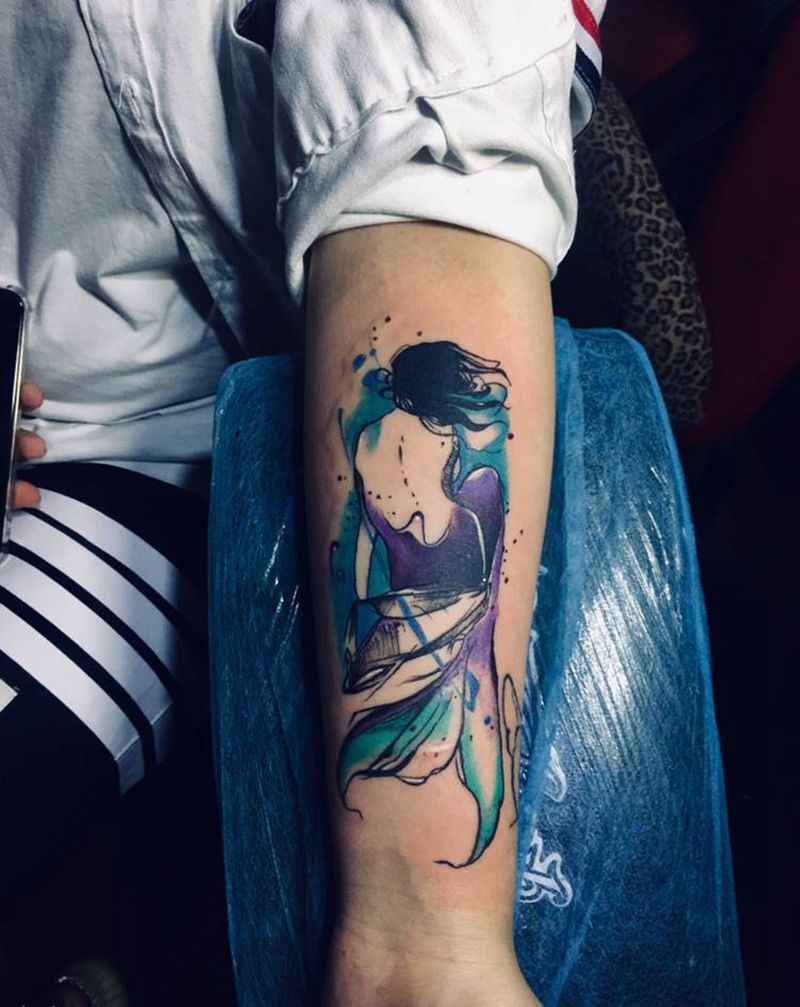 美人鱼纹身图片_手臂纹身图案