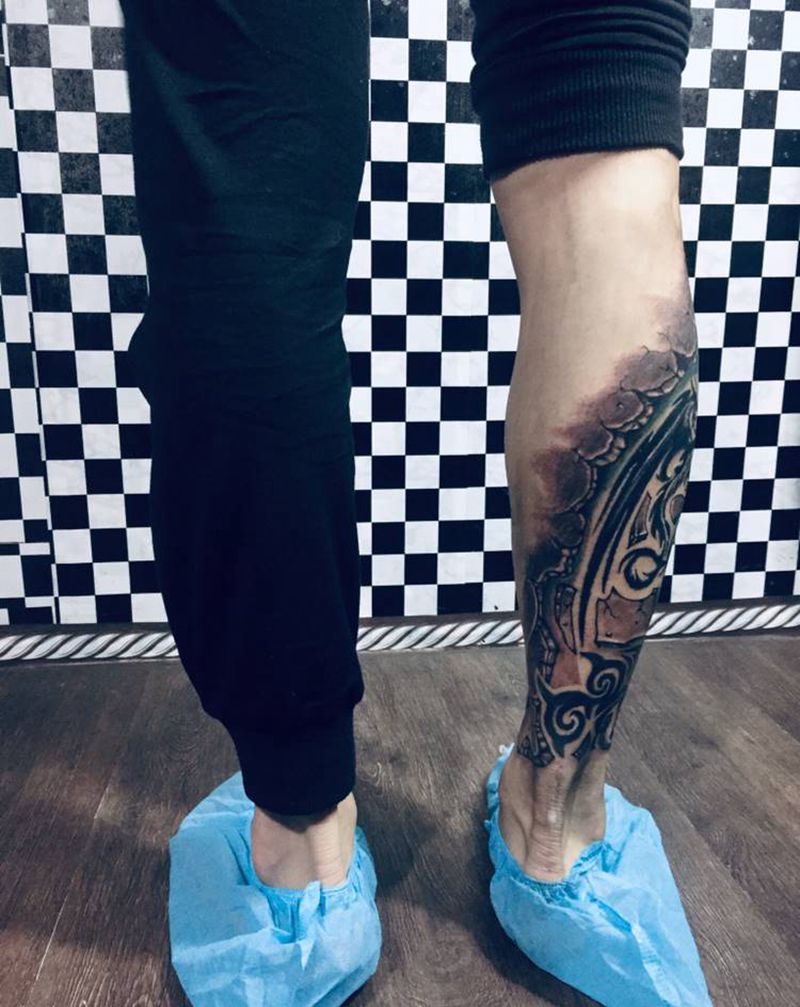 修改未完成纹身图片_腿部纹身图案