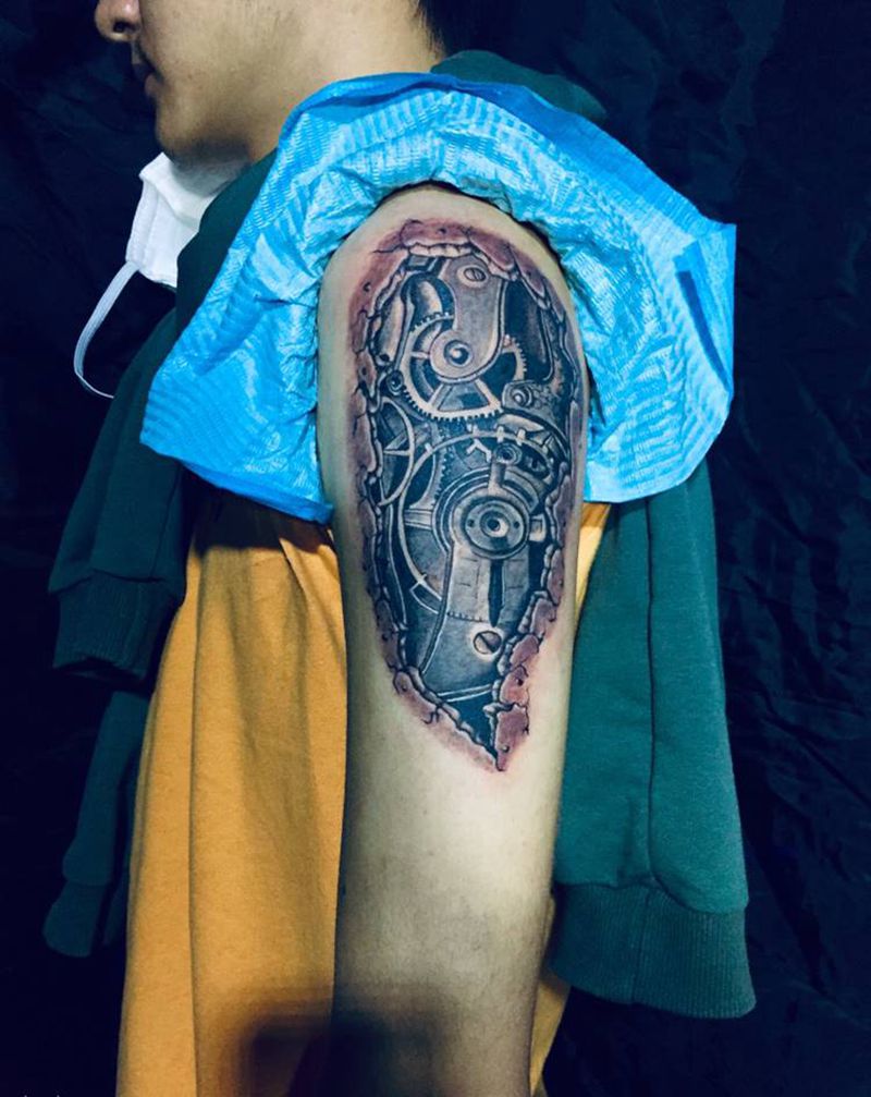 机械纹身图片_手臂纹身图案