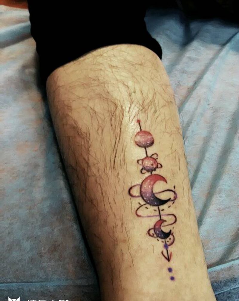 脚踝月亮纹身图片