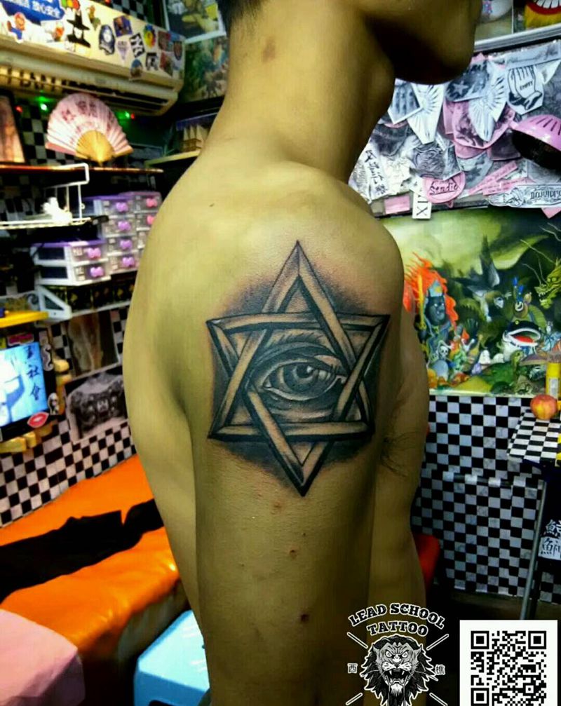 六芒星眼纹身图片