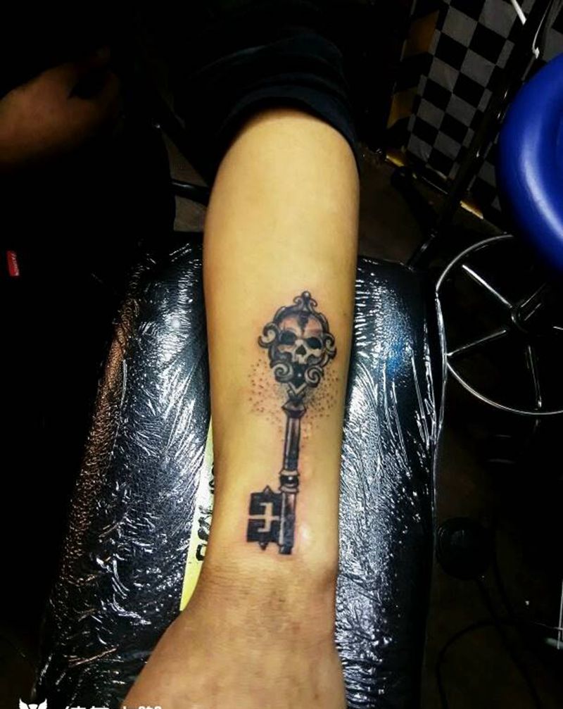 骷颅钥匙纹身图片