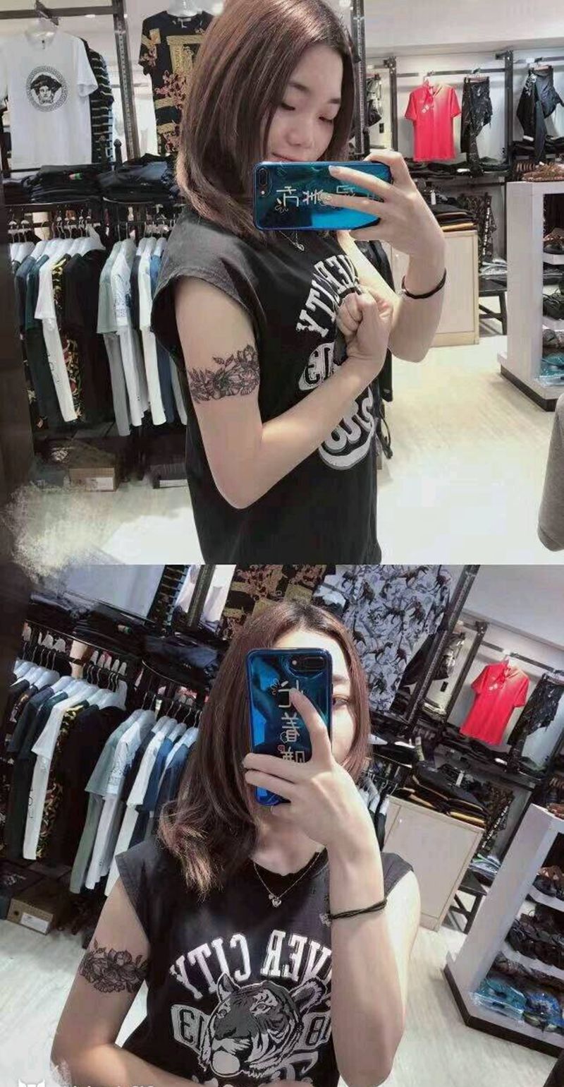 手臂素花纹身图片