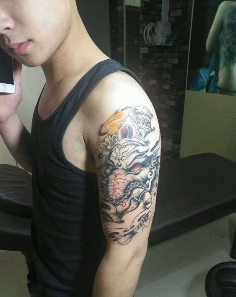 象神纹身图片_手臂传统动物鬼神成品纹身图案