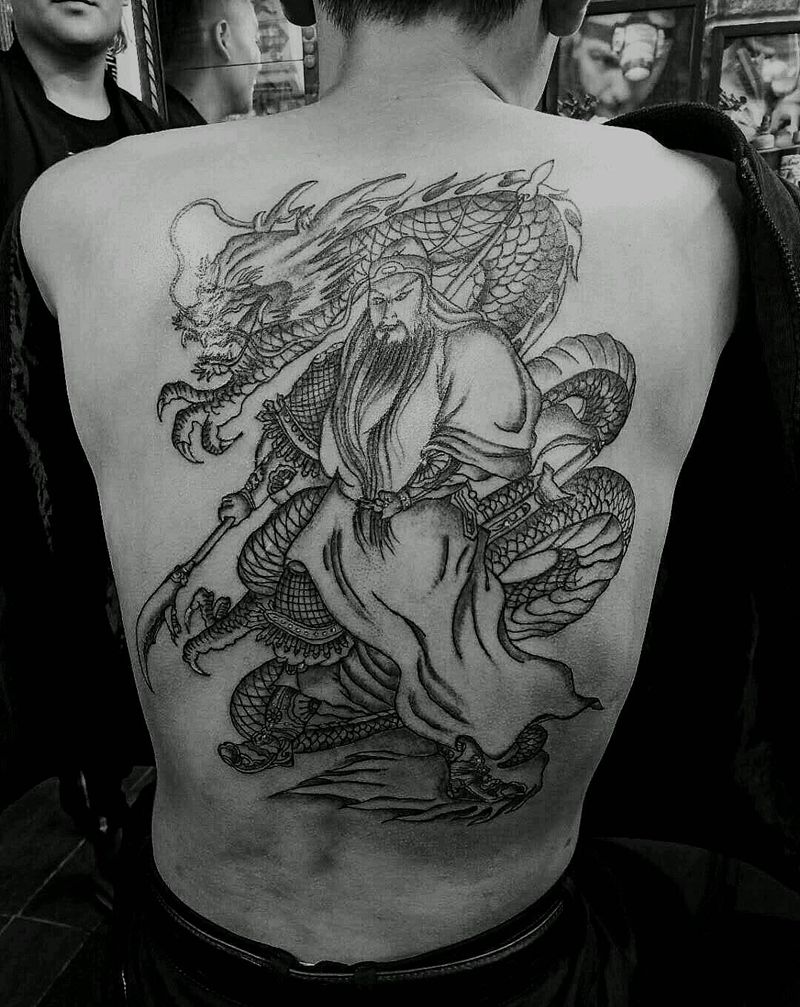 老传统关公下次上彩色纹身图片