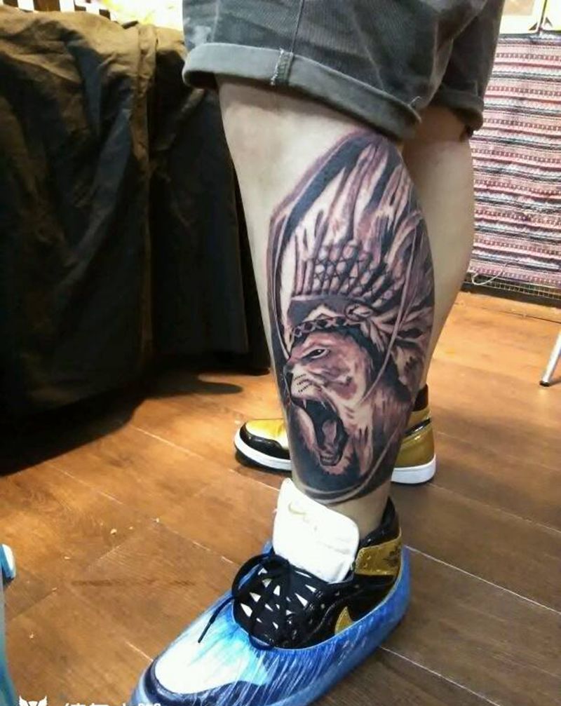 印第安狮子纹身图片