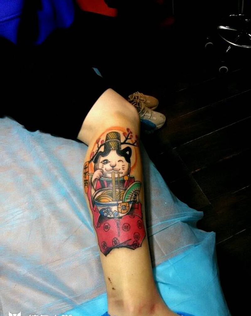 遮盖图招财猫纹身图片