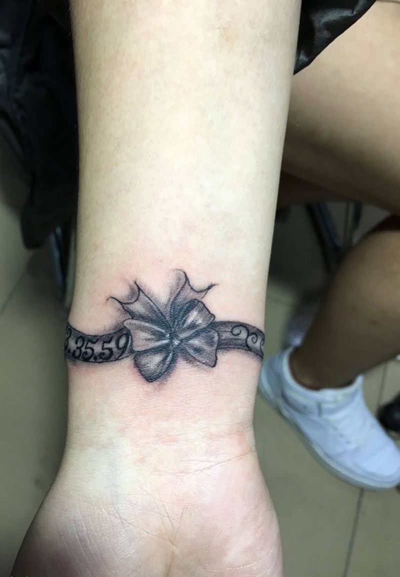 蝴蝶结 彩带 数字纹身图片