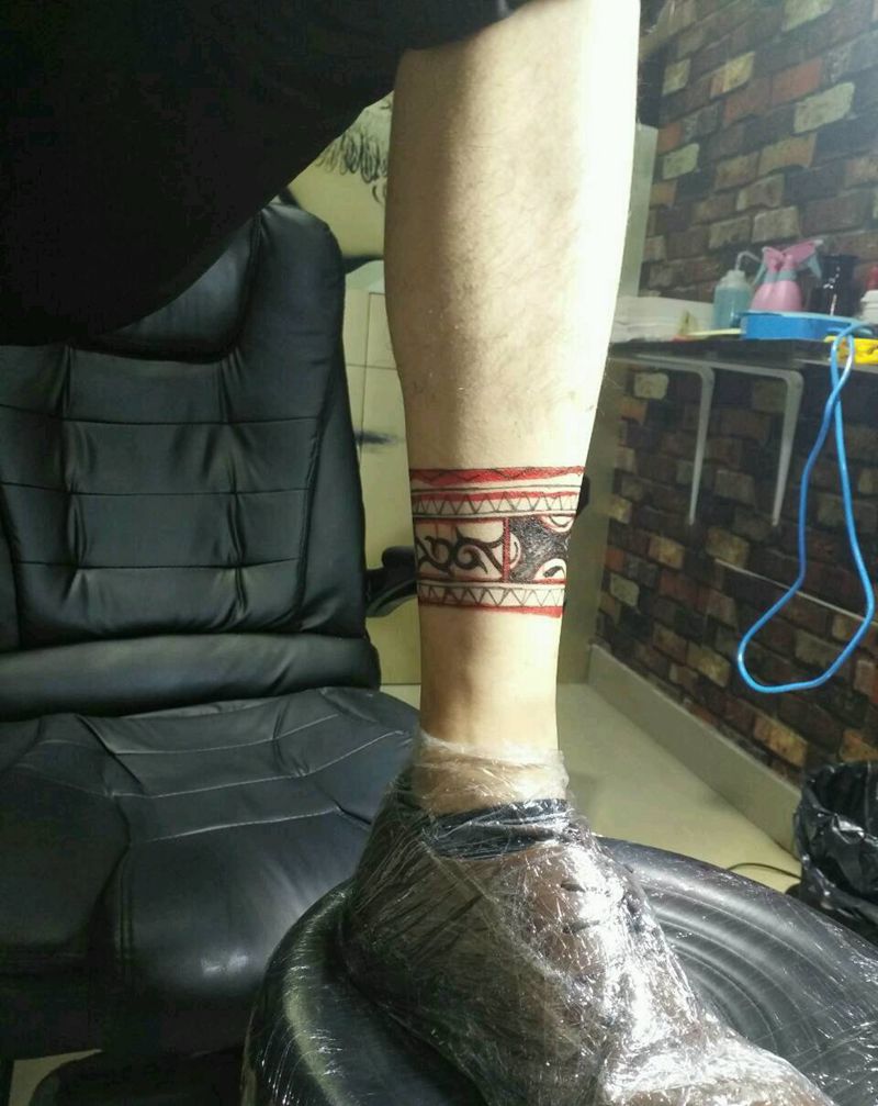 图腾纹身图片_脚部几何图腾原创成品纹身图案