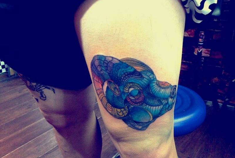 彩色山羊座纹身图片