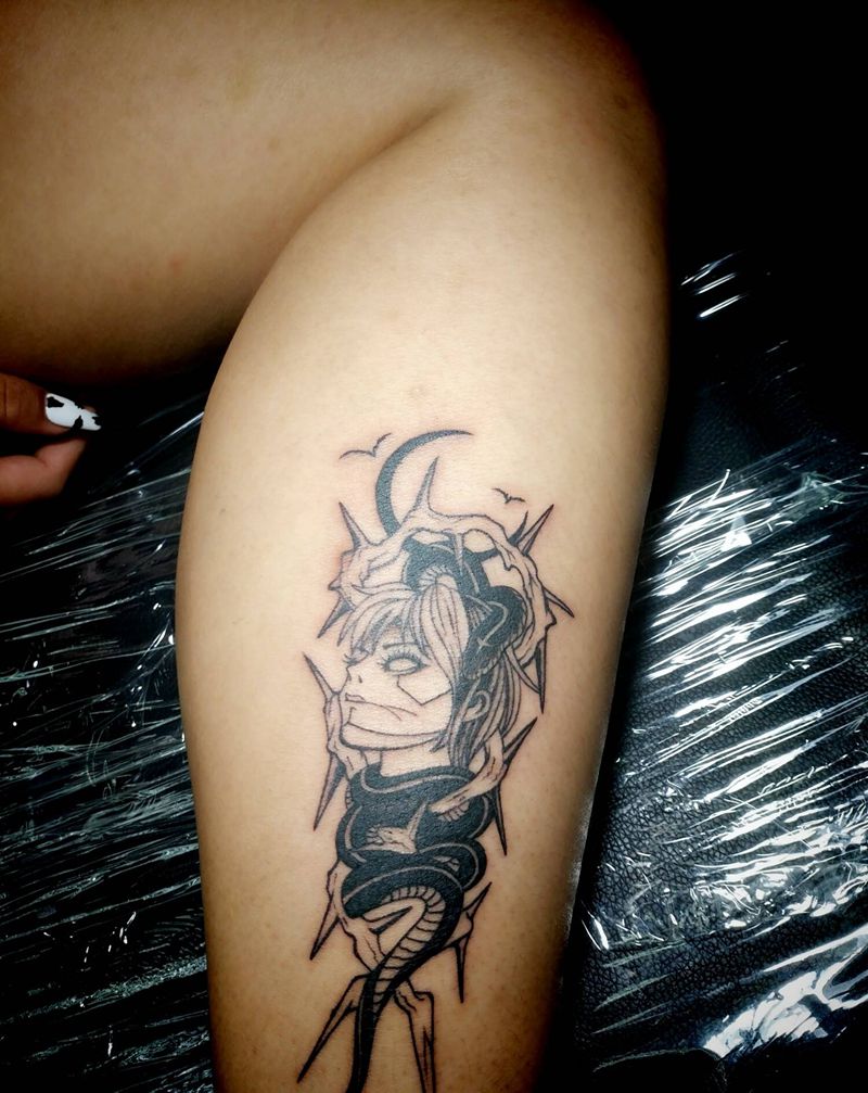 暗黑风纹身图片_腿部New SchoolOld School纹身图案