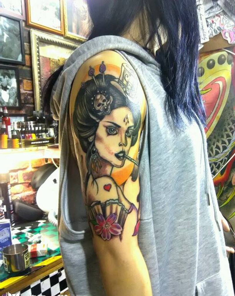 艺妓拯救不开心纹身图片