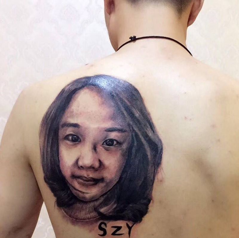 肖像纹身图片_成品背部欧美肖像人物纹身图案