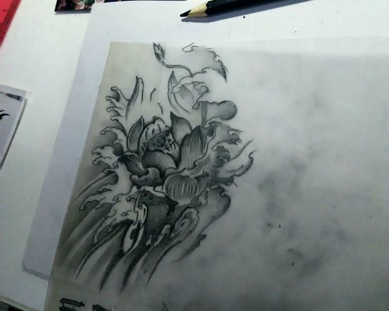 莲花纹身图片