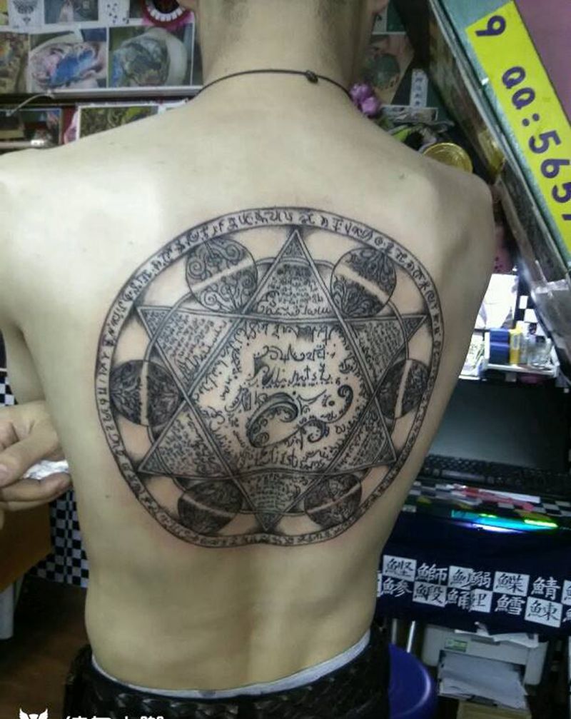 大背六芒星纹身图片