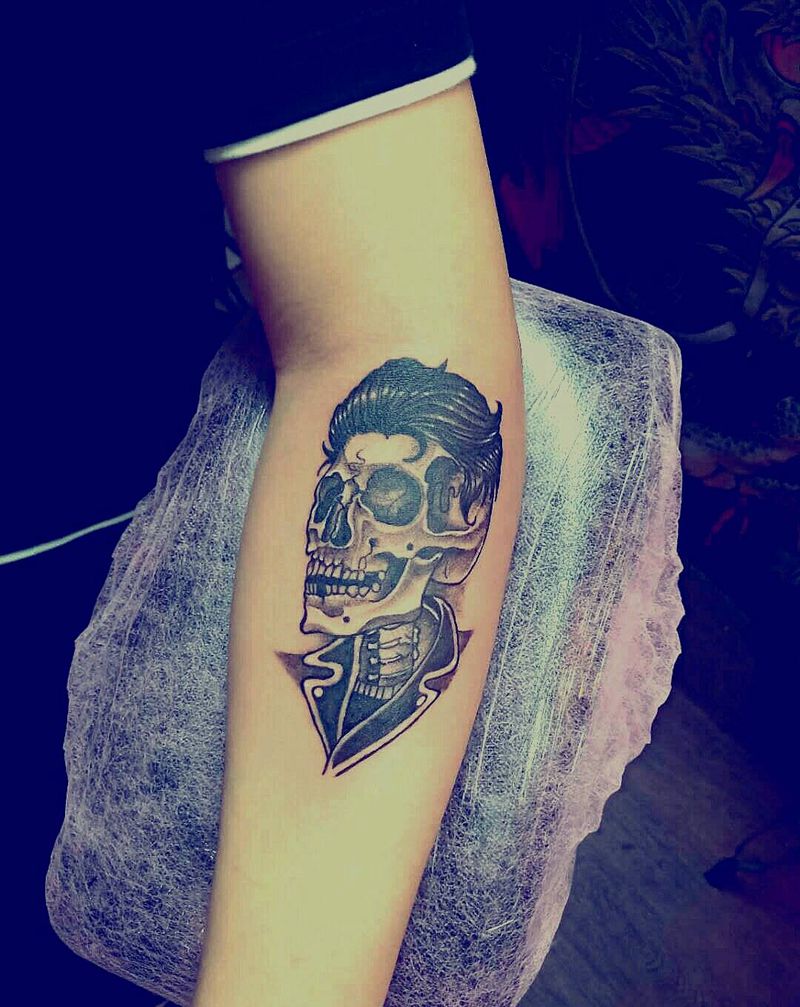 小臂骷颅纹身图片_手臂纹身图案