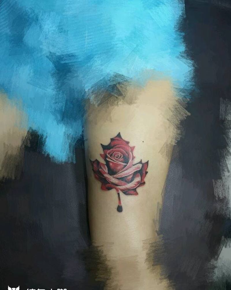 疤痕遮盖纹身图片_腿部欧美植物成品纹身图案